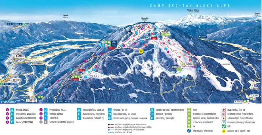mapa Golte Ski resort